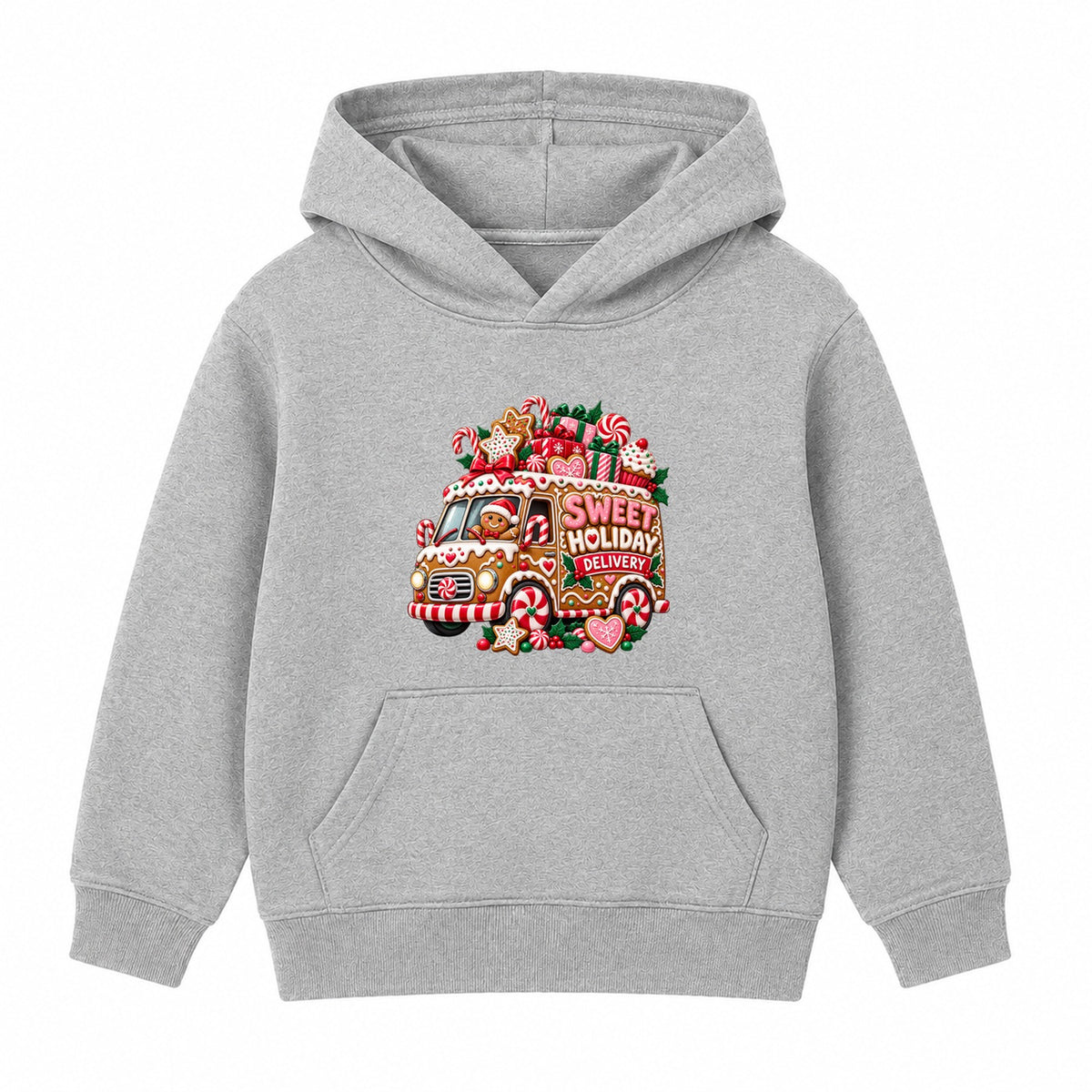 Sweet Holiday Delivery kids Christmas hoodie - Heather Grey