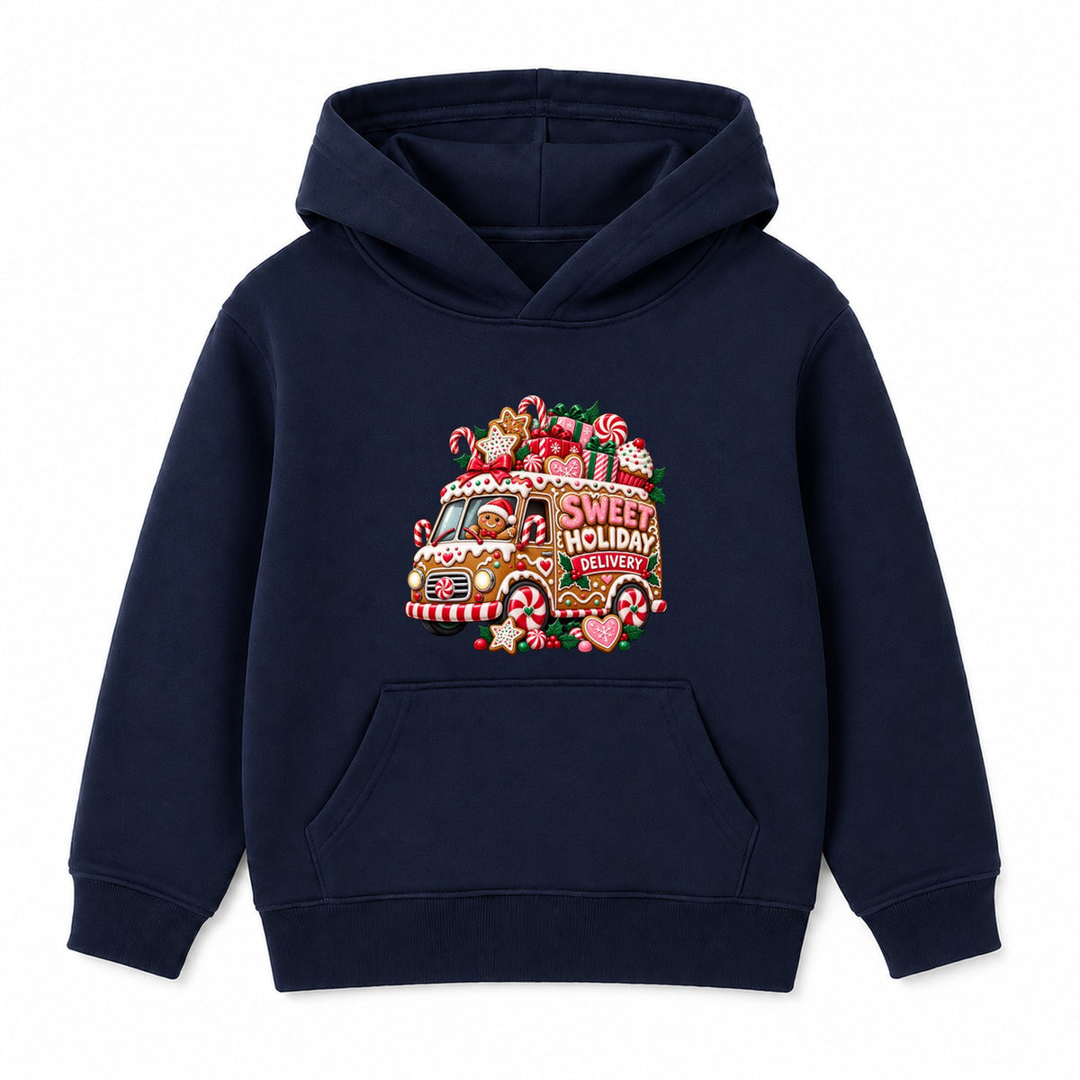 Sweet Holiday Delivery kids Christmas hoodie - Navy