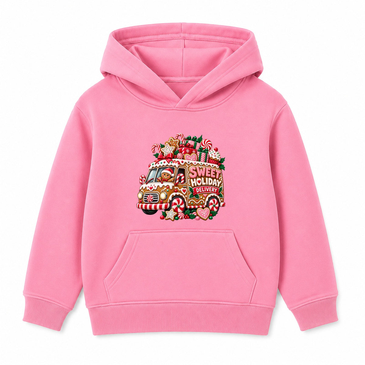 Sweet Holiday Delivery kids Christmas hoodie - Pink