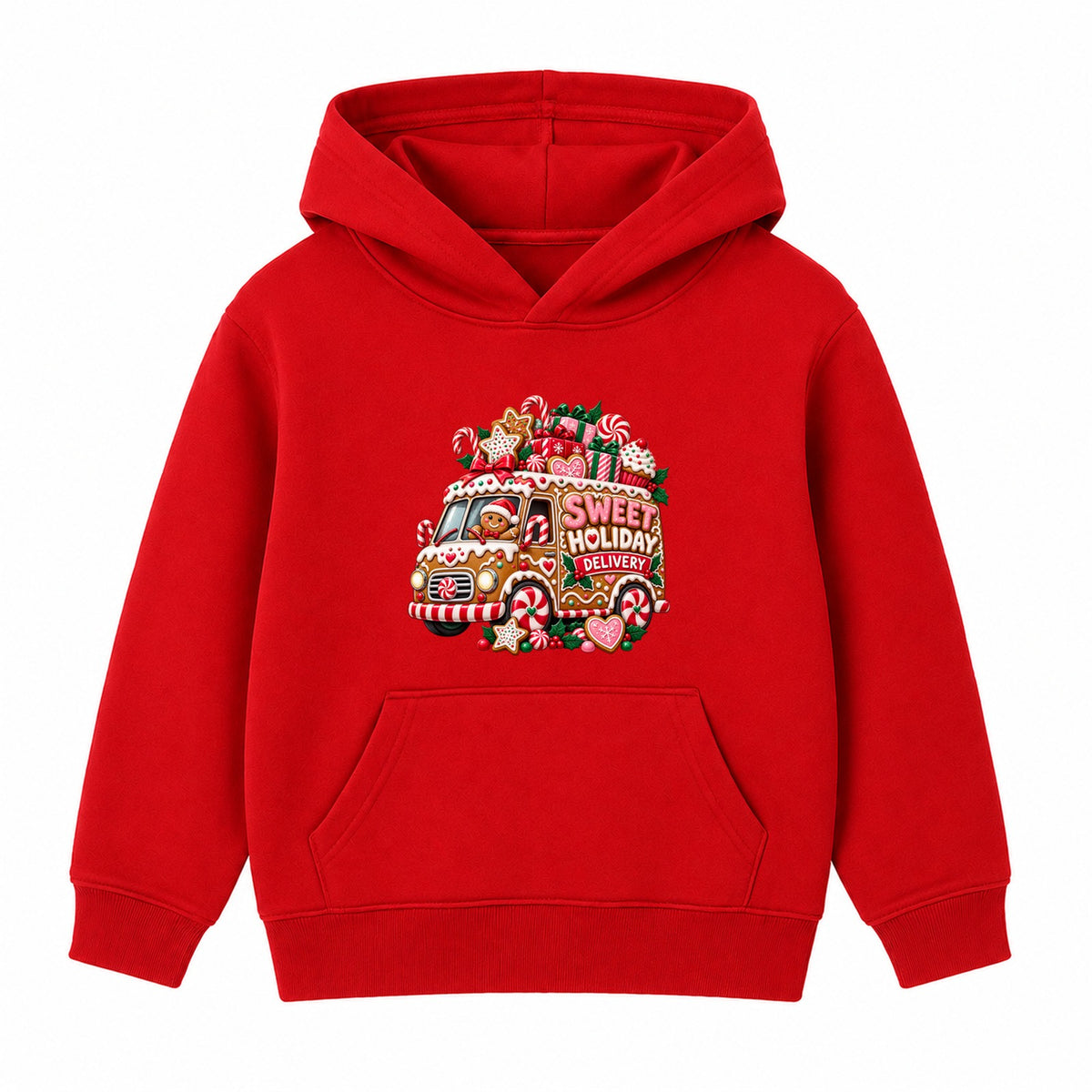 Sweet Holiday Delivery kids Christmas hoodie - Red
