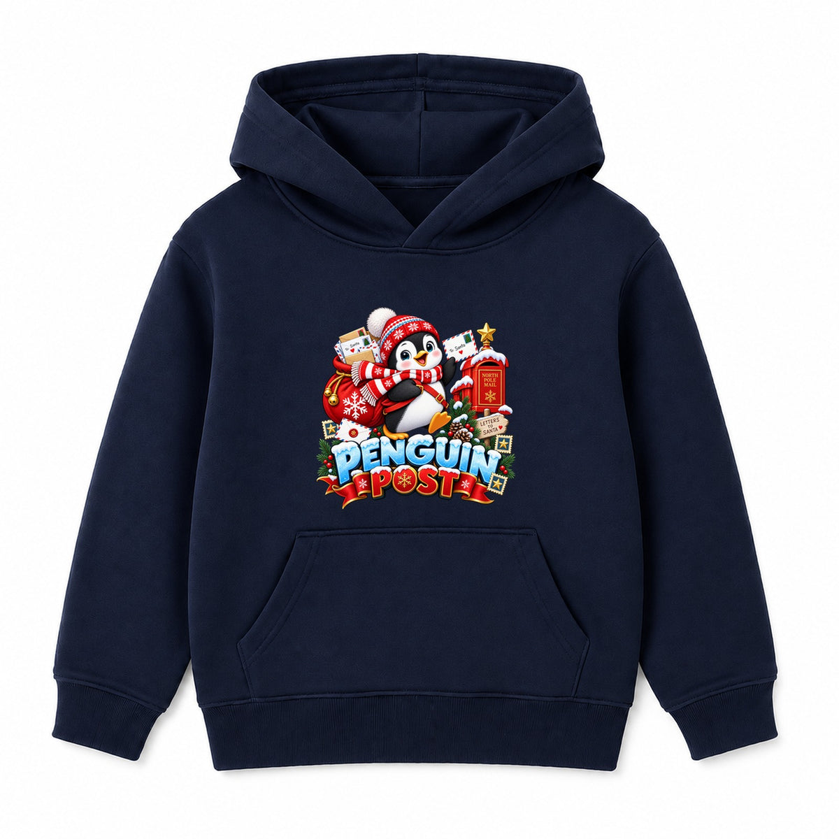 Penguin Post kids Christmas hoodie - Navy