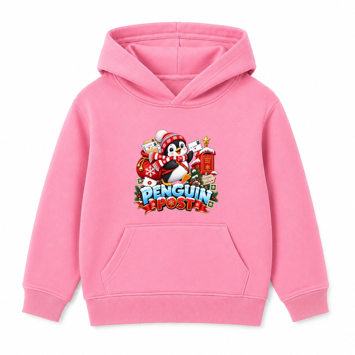 Penguin Post kids Christmas hoodie - Pink