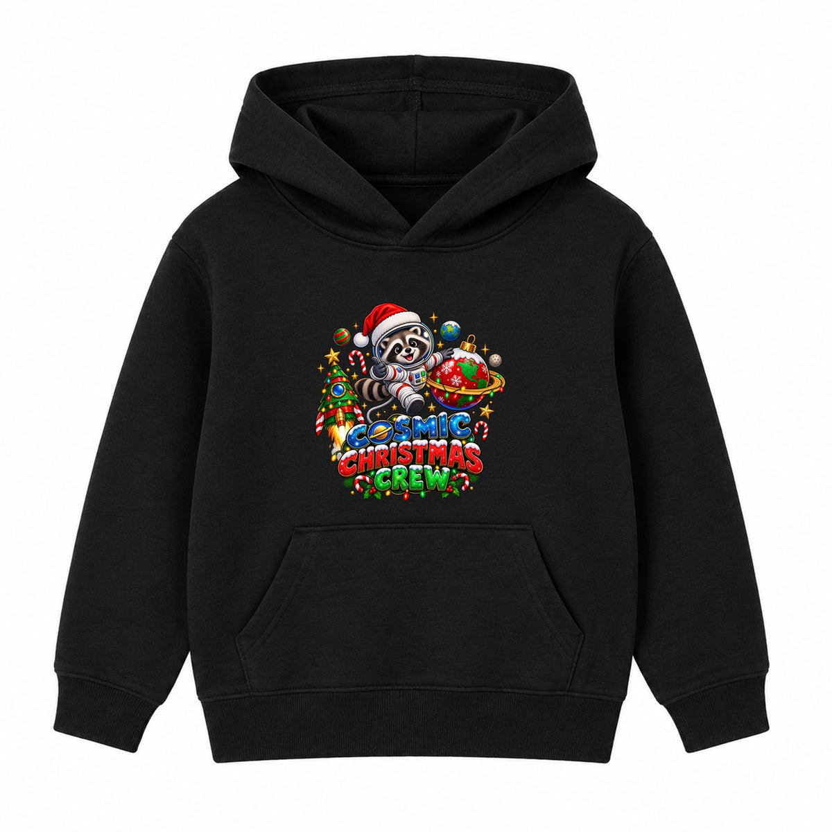 Cosmic Christmas Crew kids Christmas hoodie - Black