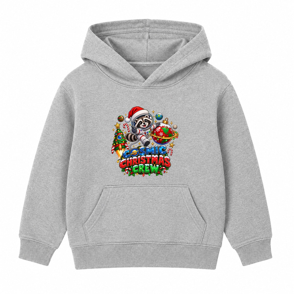 Cosmic Christmas Crew kids Christmas hoodie - Heather Grey