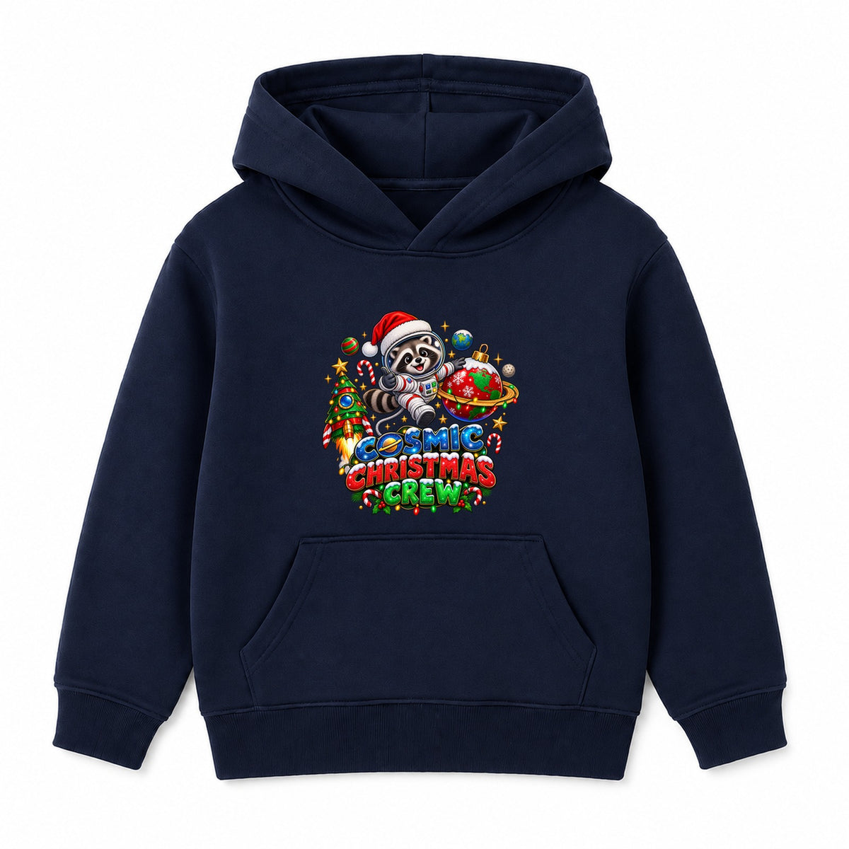 Cosmic Christmas Crew kids Christmas hoodie - Navy