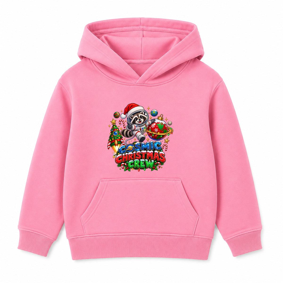 Cosmic Christmas Crew kids Christmas hoodie - Pink