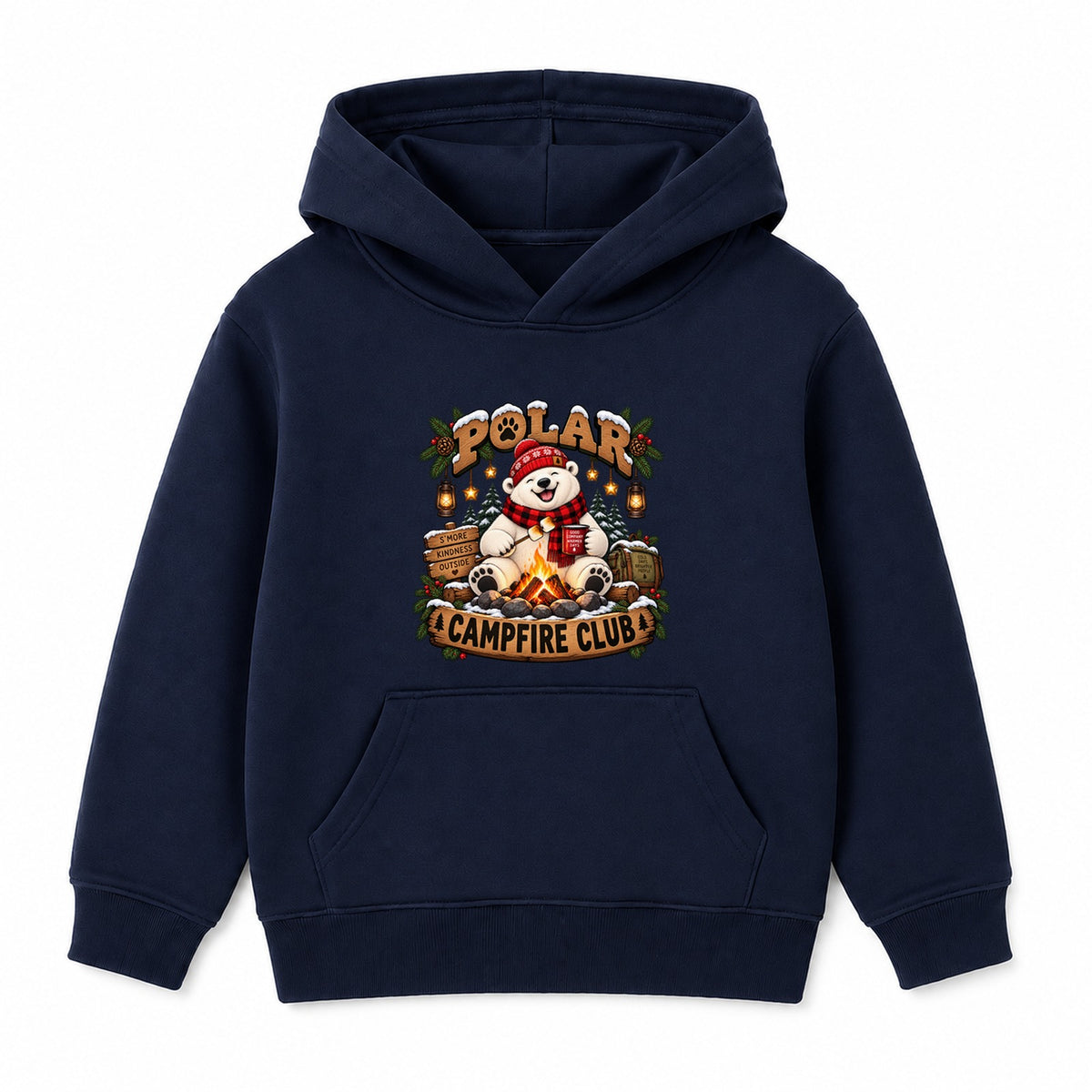Polar Campfire Club kids Christmas hoodie - Navy