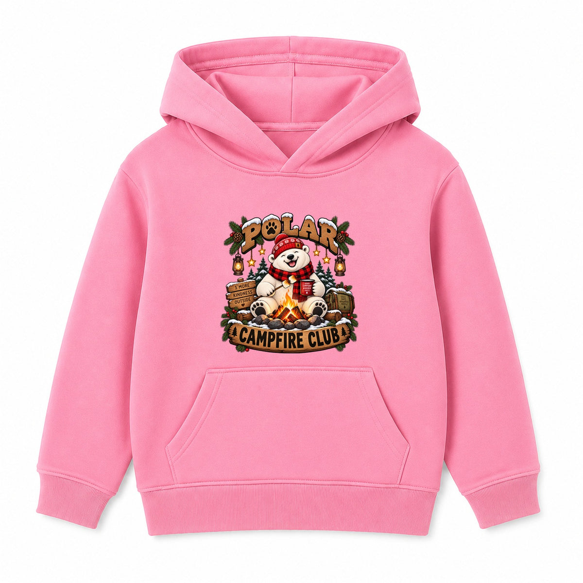 Polar Campfire Club kids Christmas hoodie - Pink