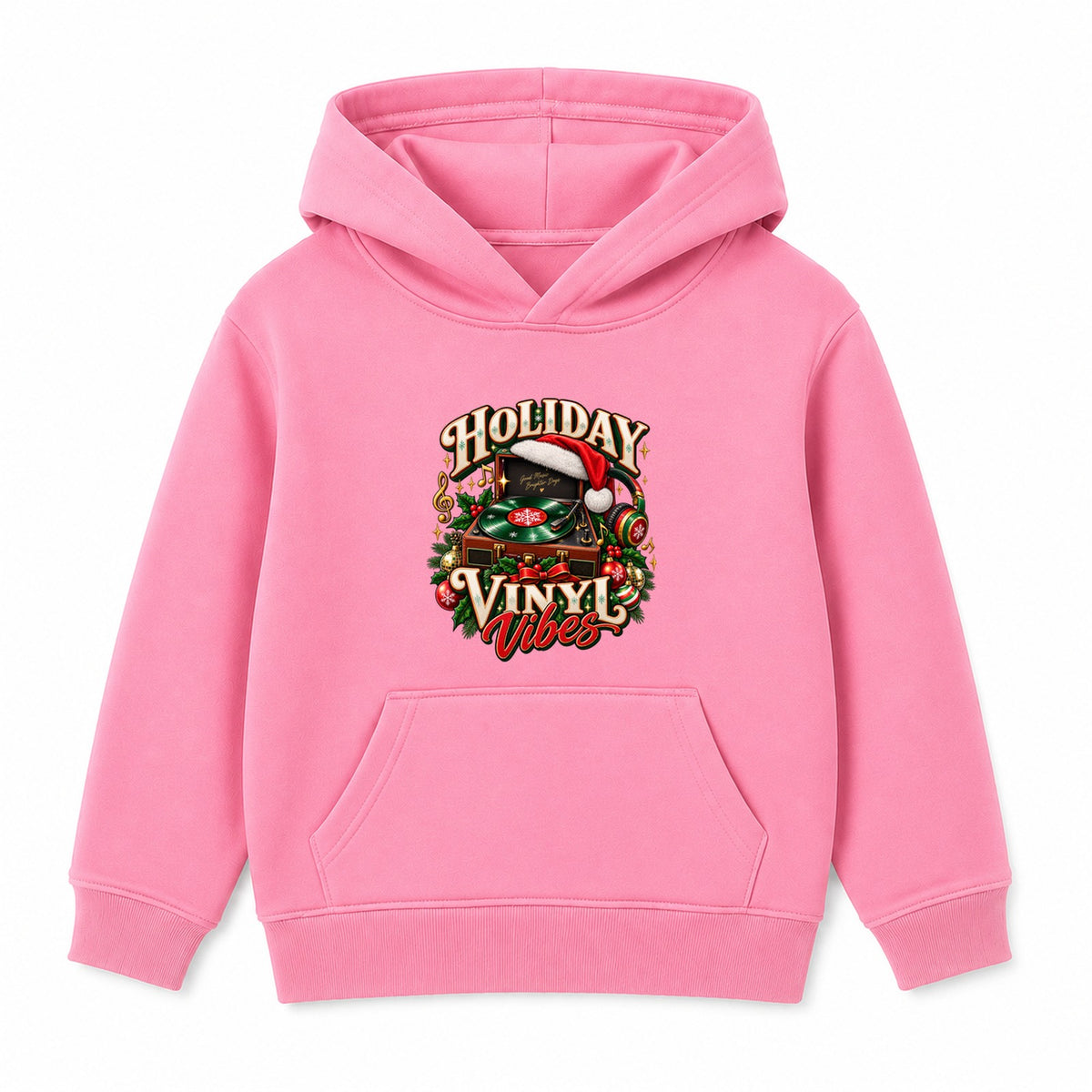 Holiday Vinyl Vibes adult Christmas hoodie - Pink