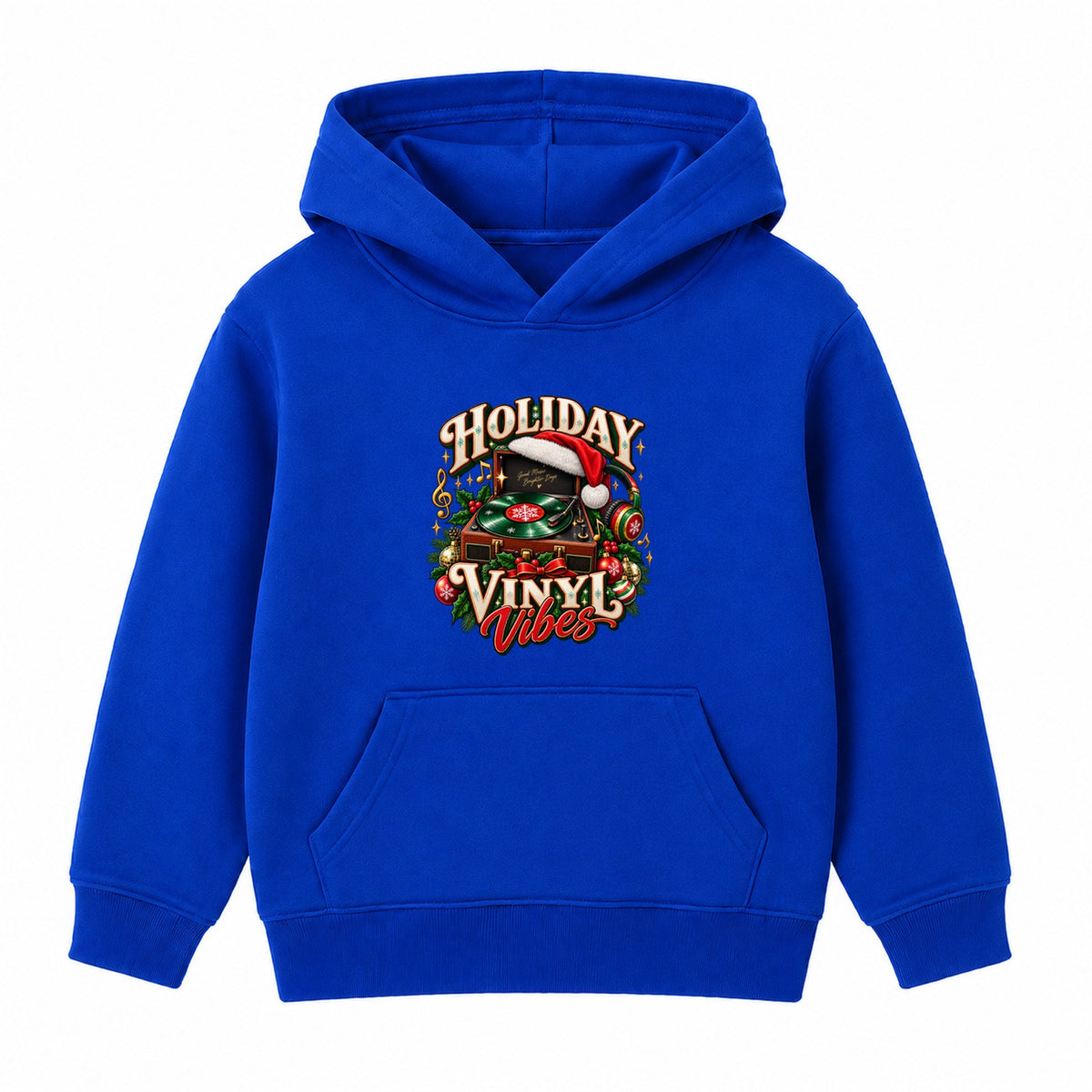 Holiday Vinyl Vibes adult Christmas hoodie - Royal Blue