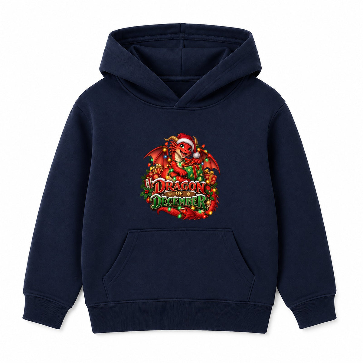 Dragon of December kids Christmas hoodie - Navy