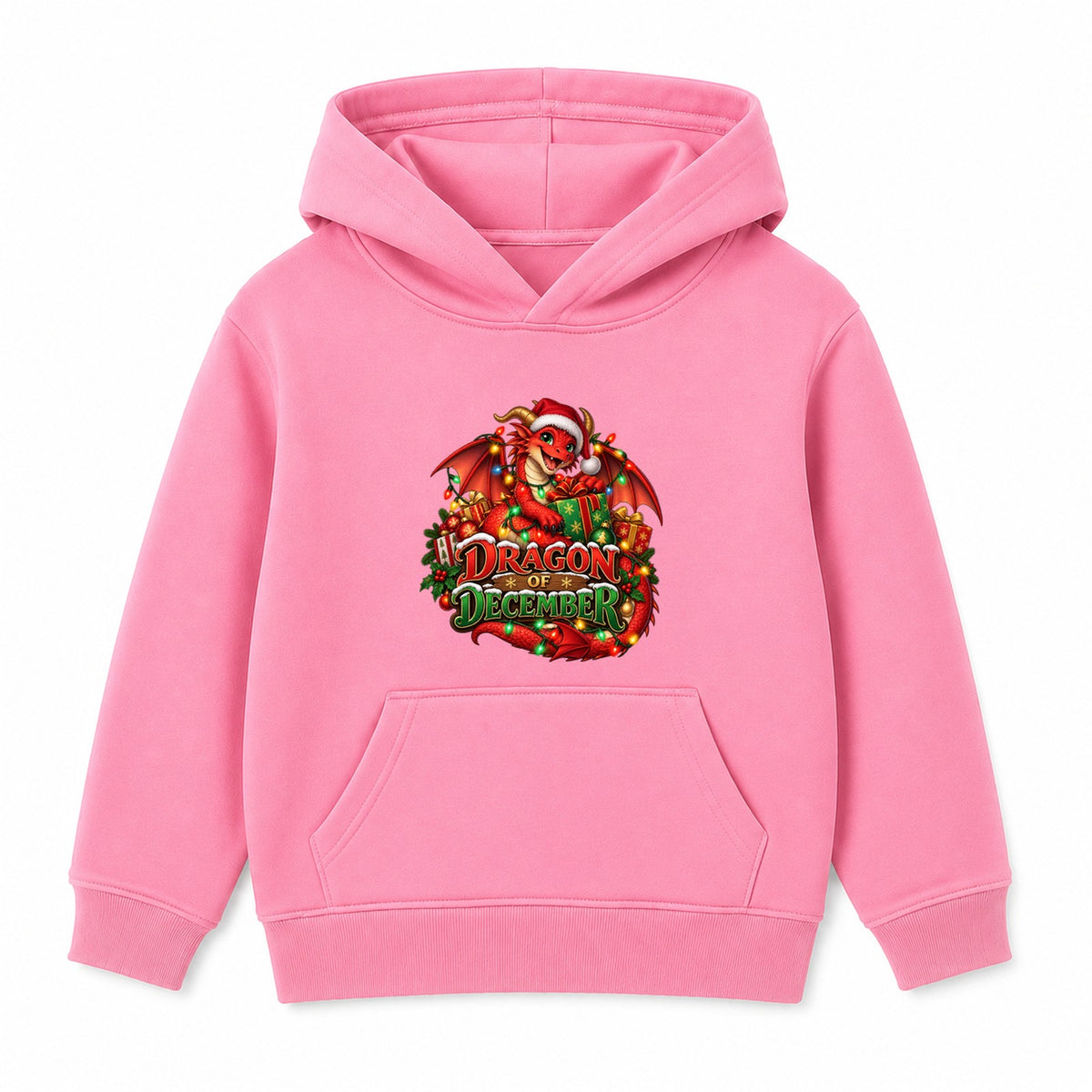 Dragon of December kids Christmas hoodie - Pink