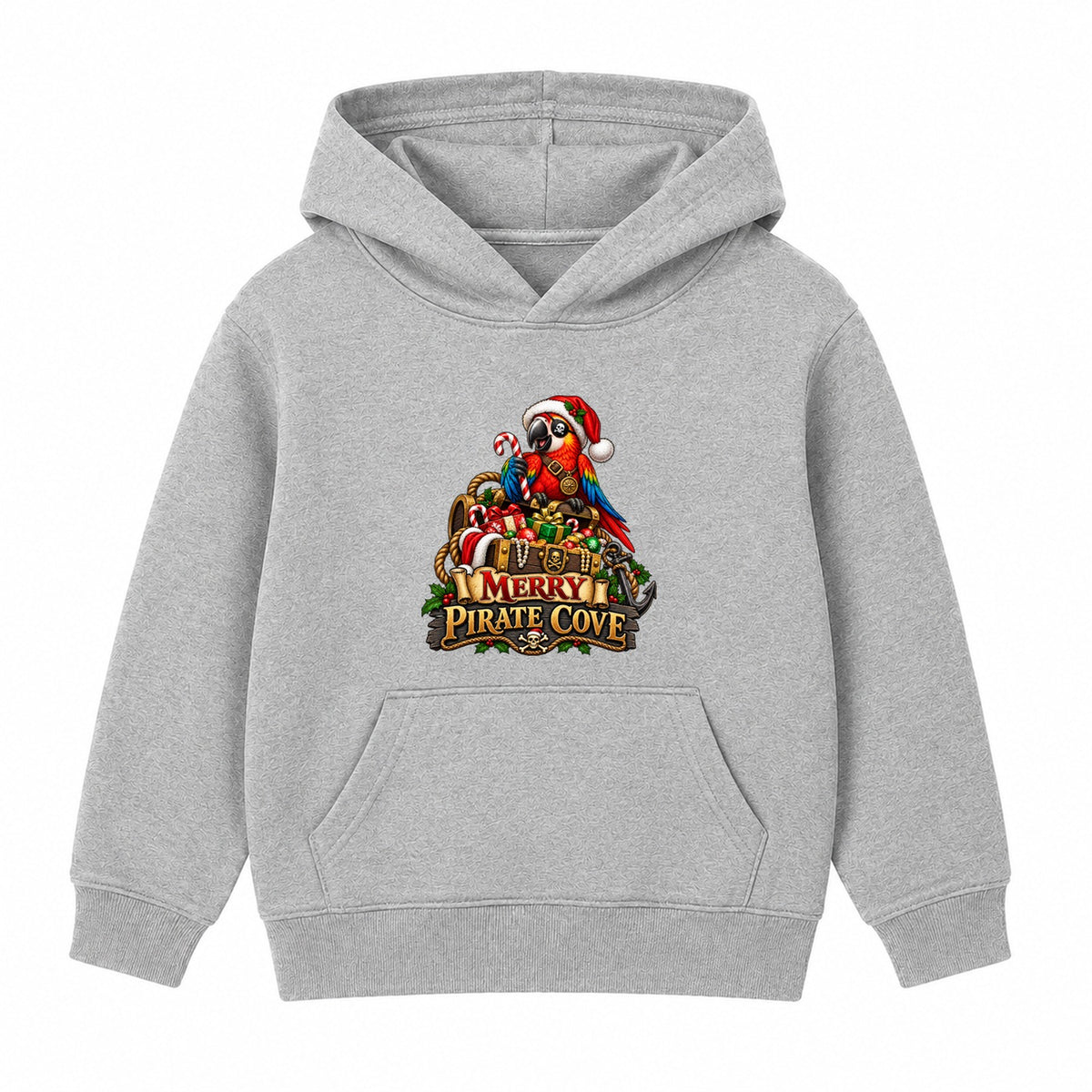 Merry Pirate Cove kids Christmas hoodie - Heather Grey