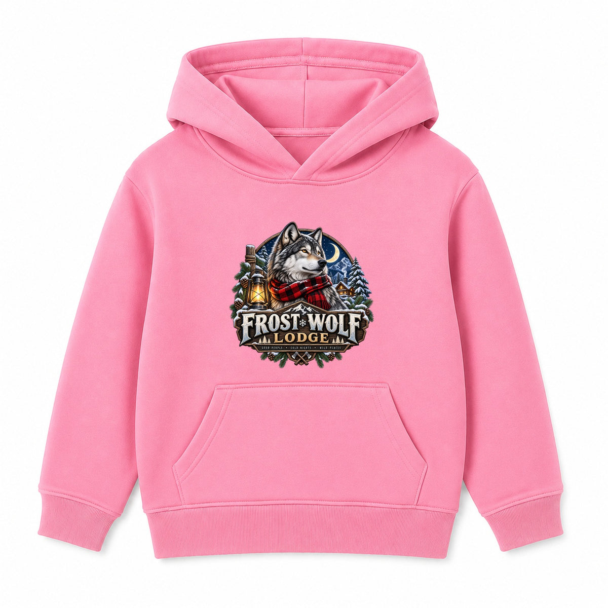 Frost Wolf Lodge adult Christmas hoodie - Pink
