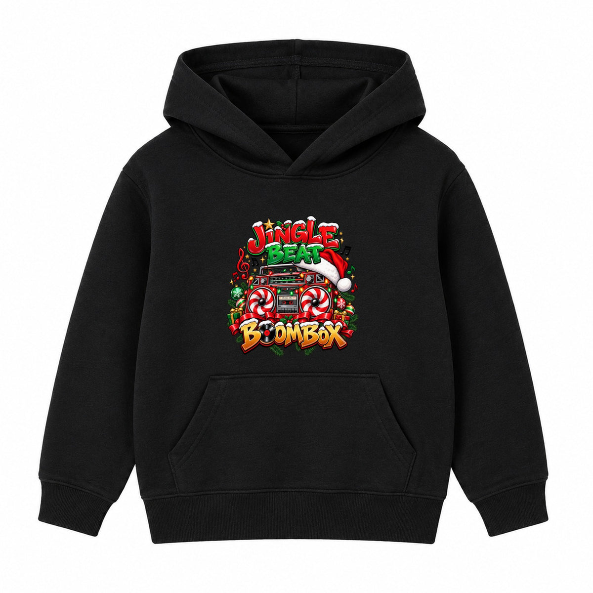 Jingle Beat Boombox kids Christmas hoodie - Black