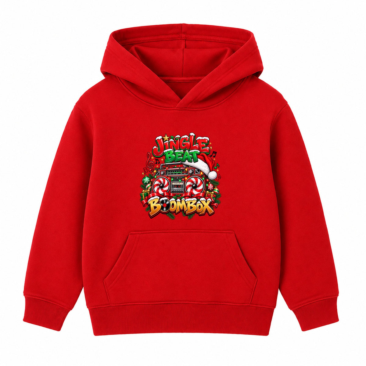 Jingle Beat Boombox kids Christmas hoodie - Red