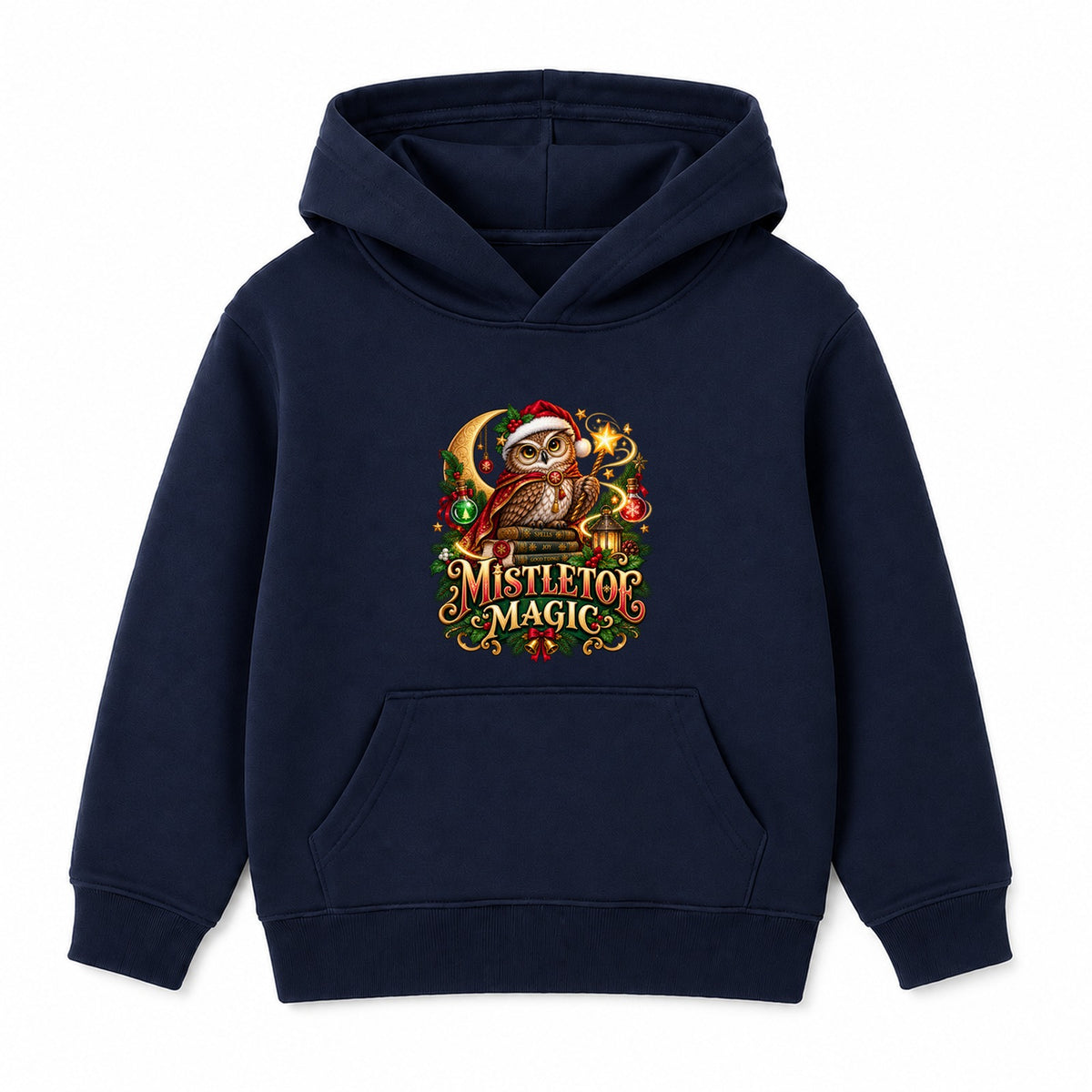 Mistletoe Magic kids Christmas hoodie - Navy