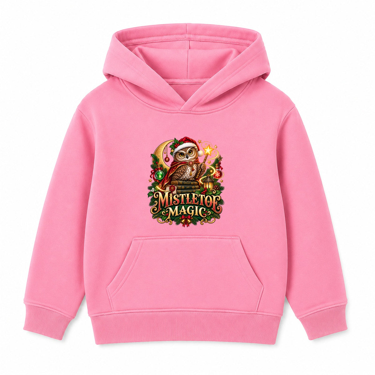 Mistletoe Magic kids Christmas hoodie - Pink