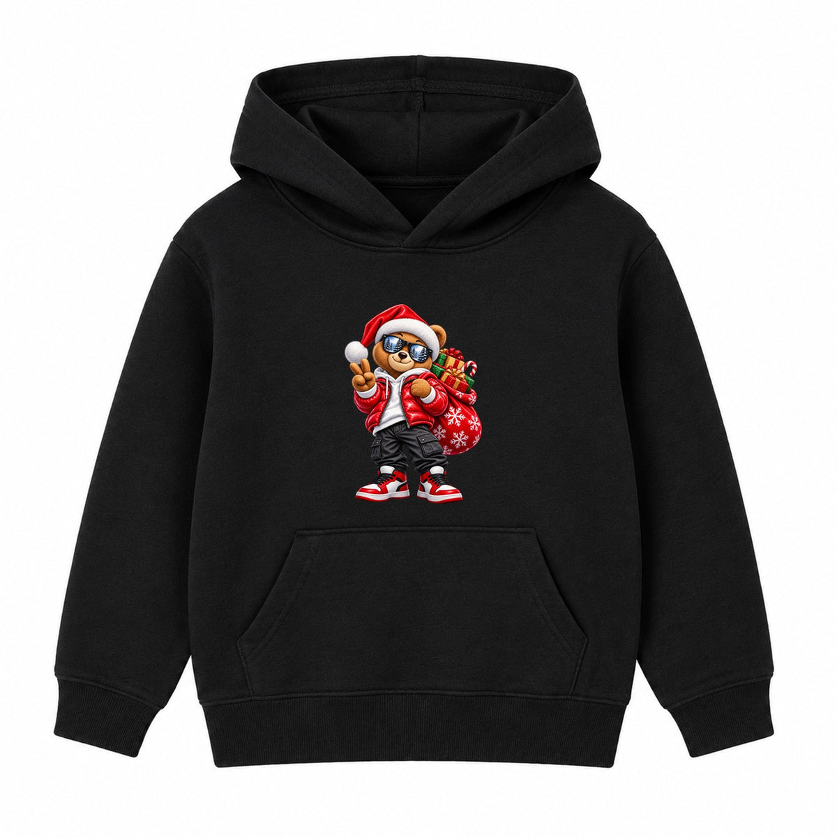 Santa Bear adult Christmas hoodie - Black