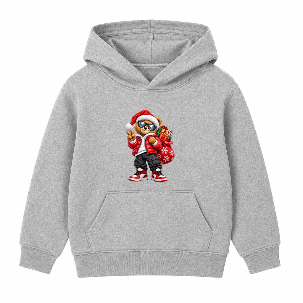 Santa Bear adult Christmas hoodie - Heather Grey