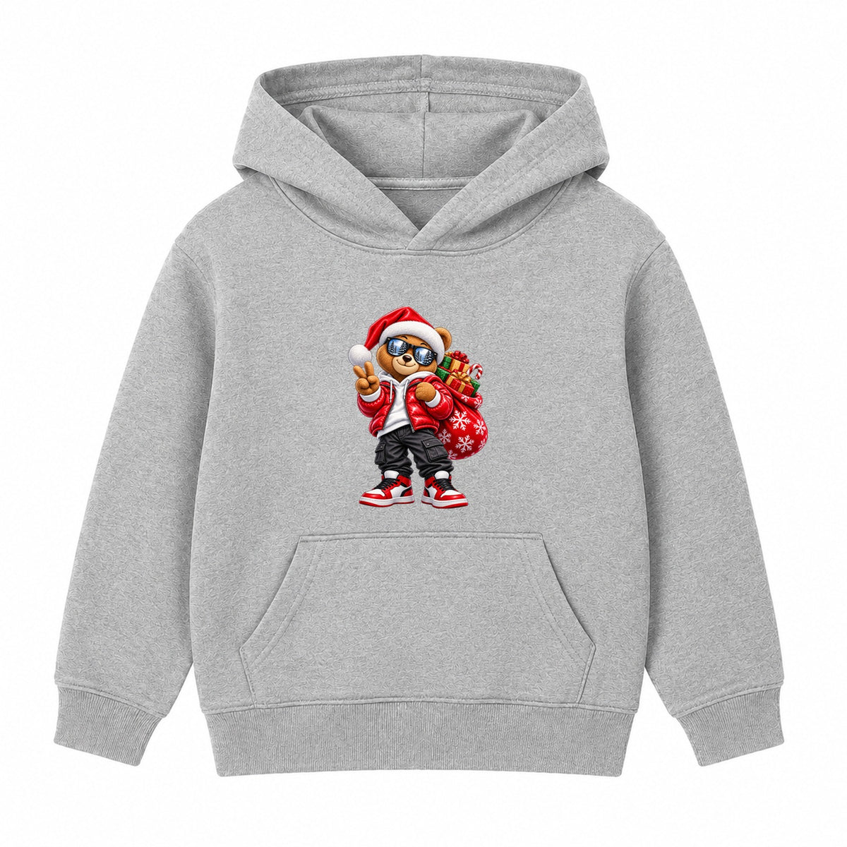 Santa Bear adult Christmas hoodie - Heather Grey