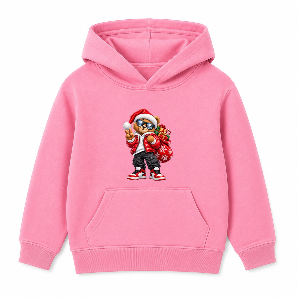 Santa Bear adult Christmas hoodie - Pink