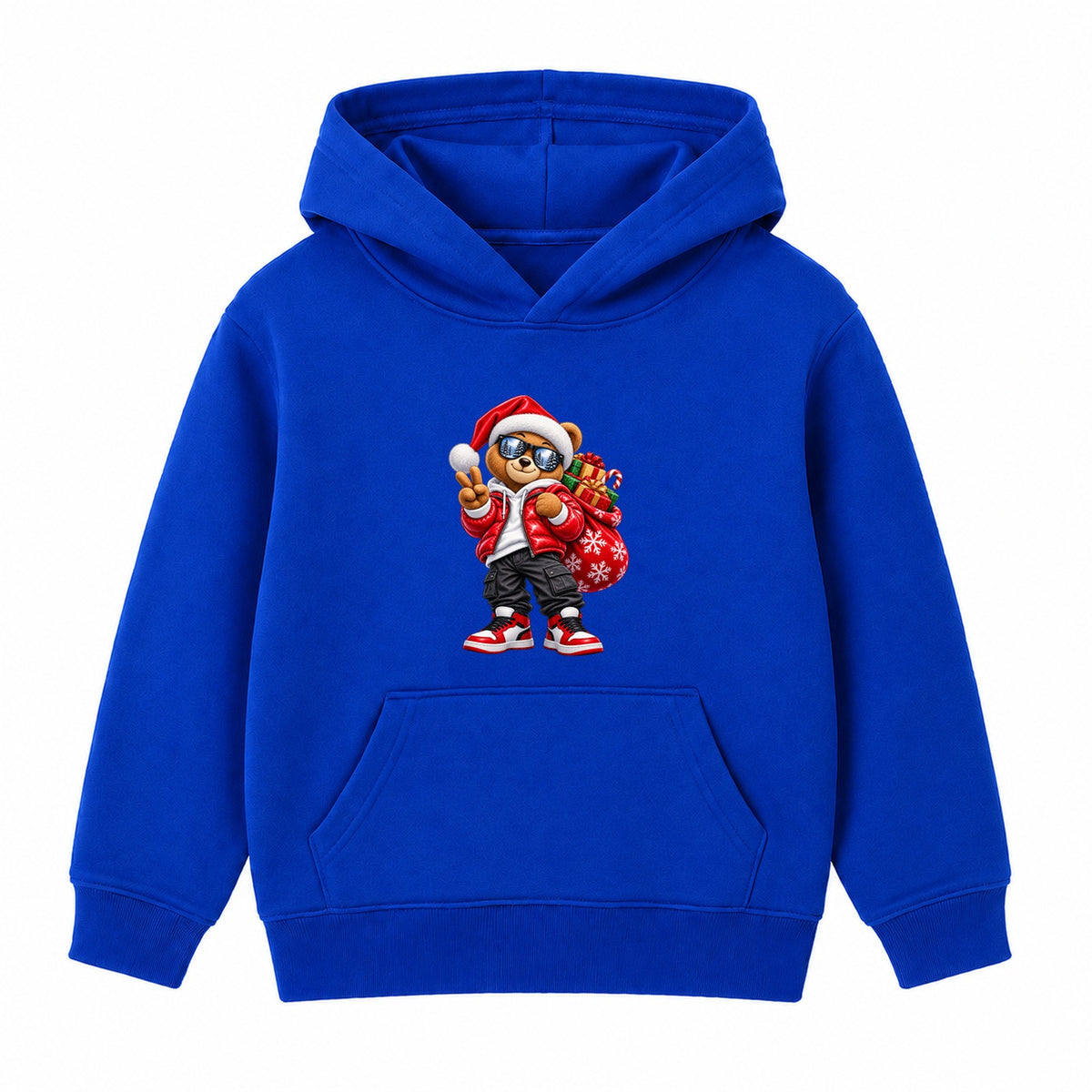 Santa Bear adult Christmas hoodie - Royal Blue