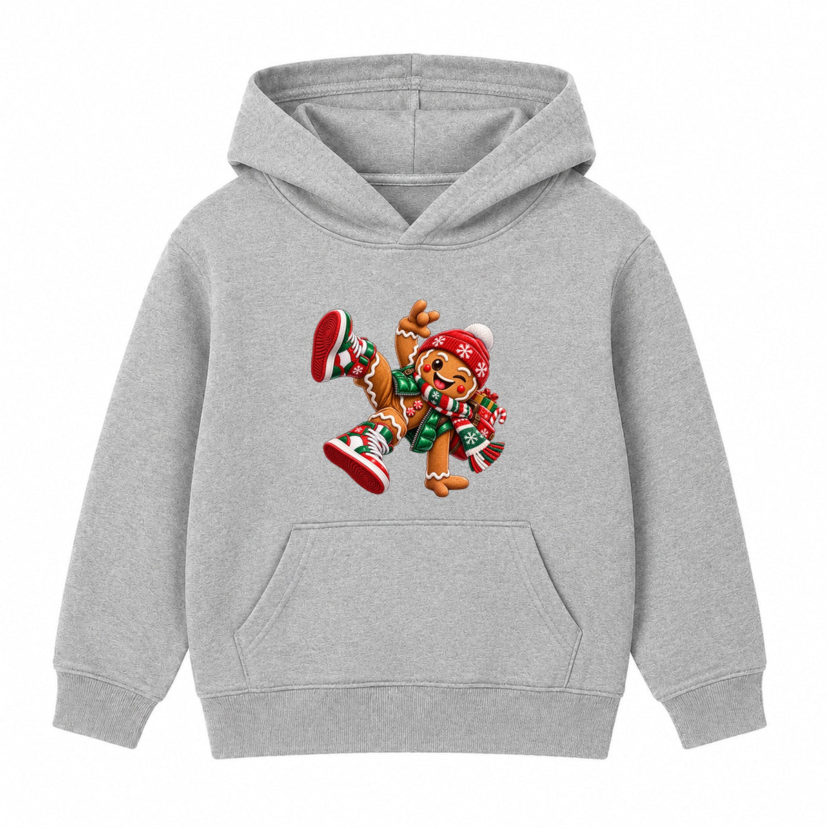 Gingerbread Kicks kids Christmas hoodie - Heather Grey