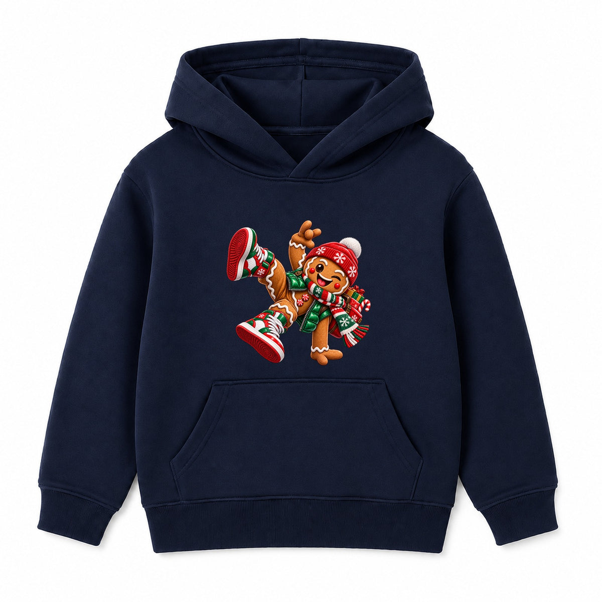 Gingerbread Kicks kids Christmas hoodie - Navy