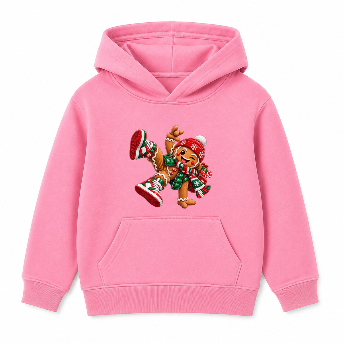 Gingerbread Kicks kids Christmas hoodie - Pink