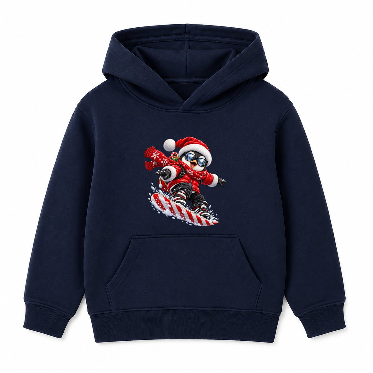 Snowboard Penguin kids Christmas hoodie - Navy