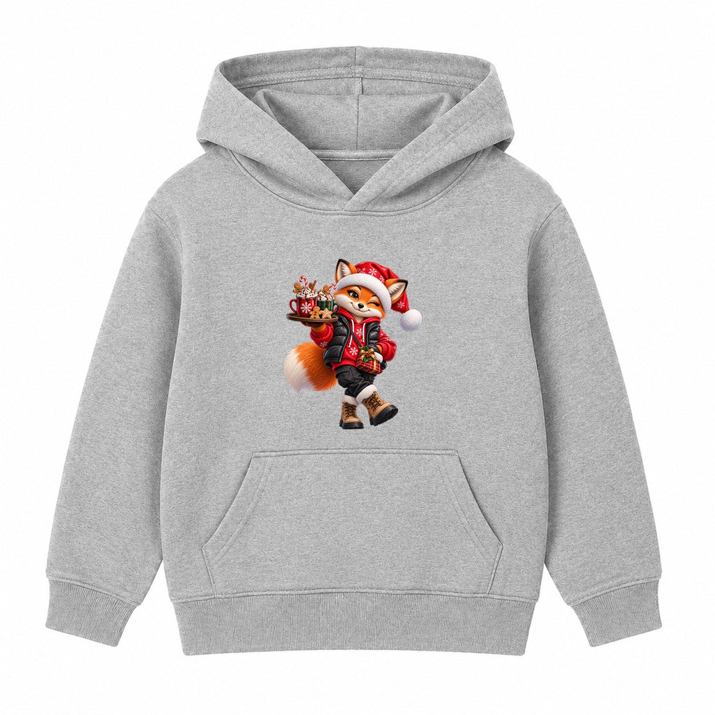 Cocoa Fox kids Christmas hoodie - Heather Grey