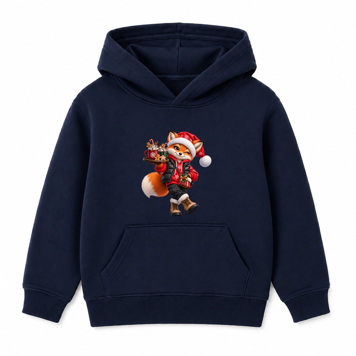 Cocoa Fox kids Christmas hoodie - Navy