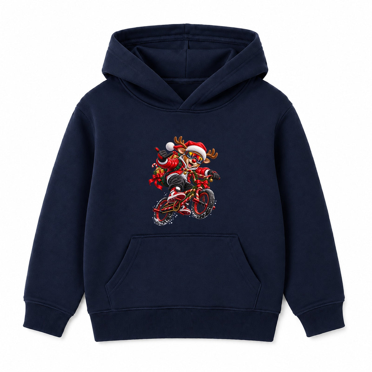 BMX Reindeer kids Christmas hoodie - Navy