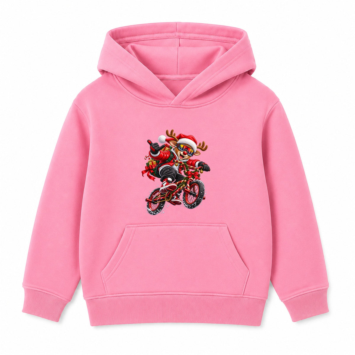 BMX Reindeer kids Christmas hoodie - Pink