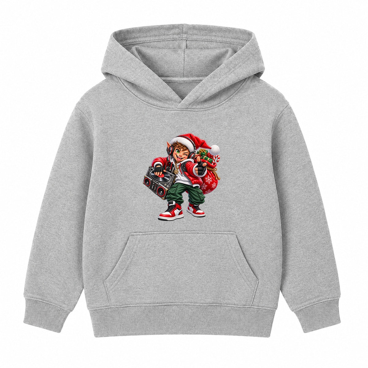 Elf DJ kids Christmas hoodie - Heather Grey
