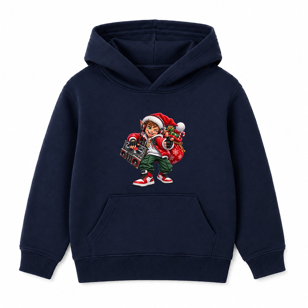 Elf DJ kids Christmas hoodie - Navy