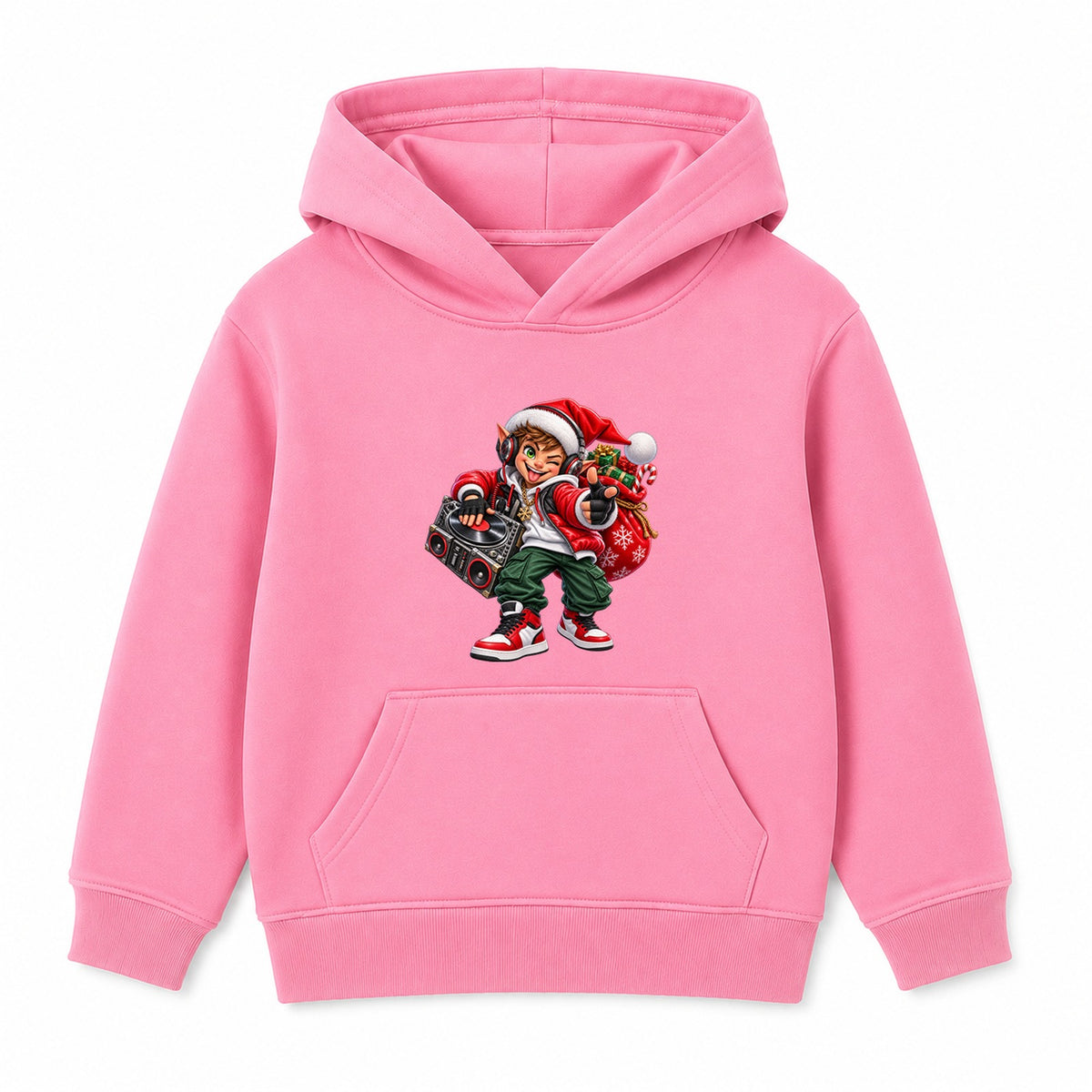 Elf DJ kids Christmas hoodie - Pink