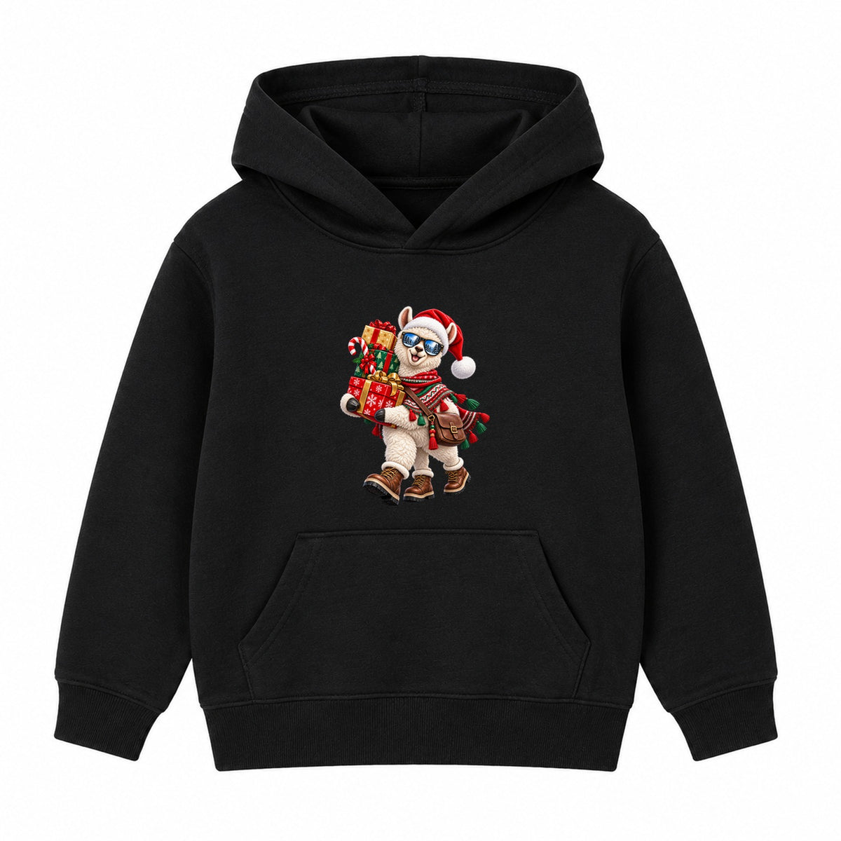 Llama Gift Run kids Christmas hoodie - Black