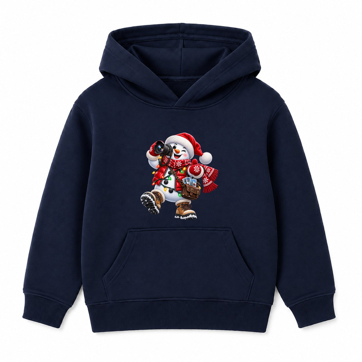 Snowman Snapshot kids Christmas hoodie - Navy