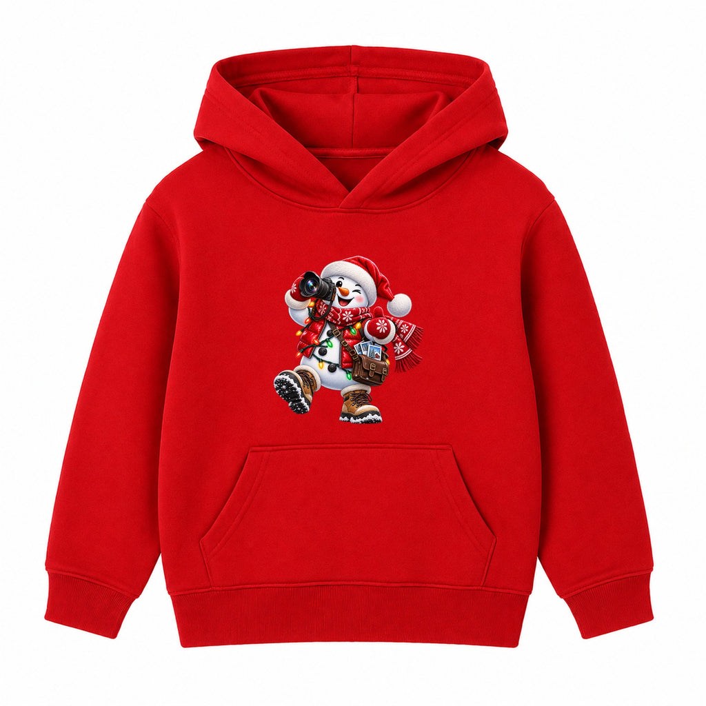 Snowman Snapshot kids Christmas hoodie - Red