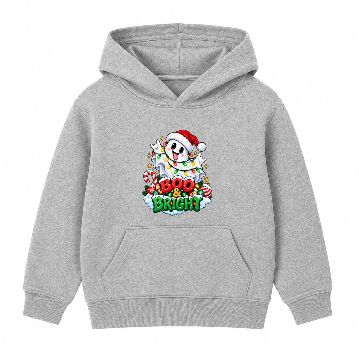 Boo & Bright kids Christmas hoodie - Heather Grey