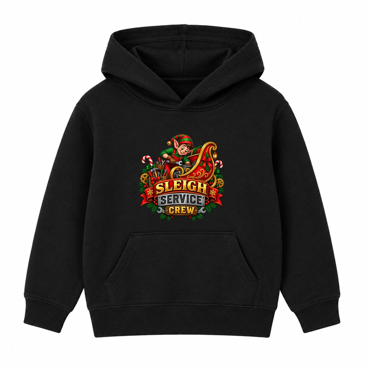 Sleigh Service Crew kids Christmas hoodie - Black