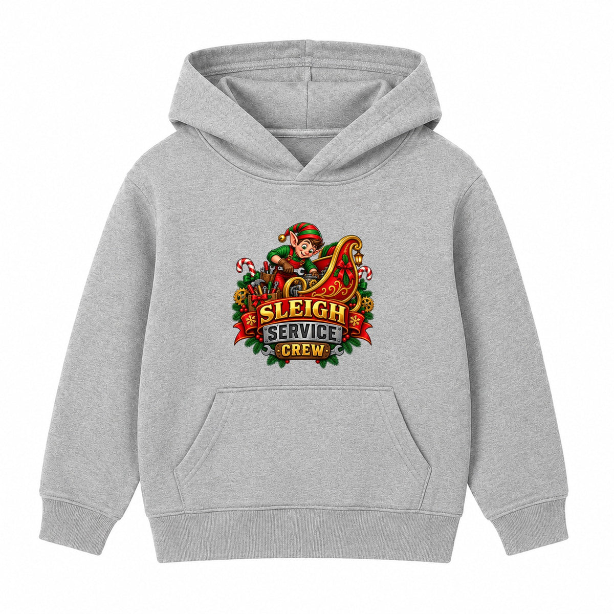 Sleigh Service Crew kids Christmas hoodie - Heather Grey