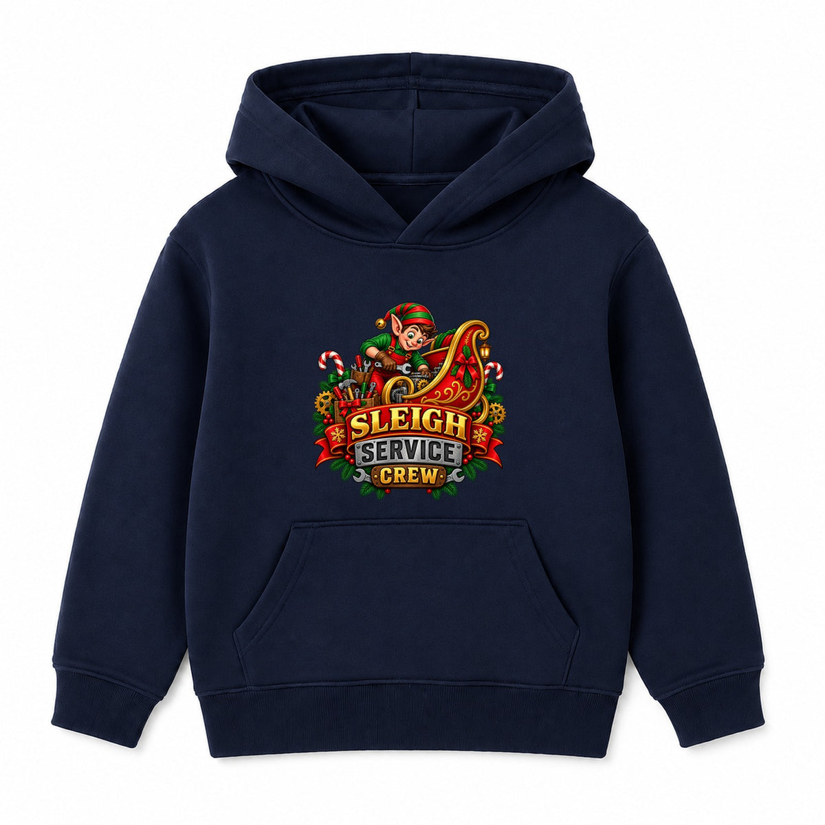 Sleigh Service Crew kids Christmas hoodie - Navy