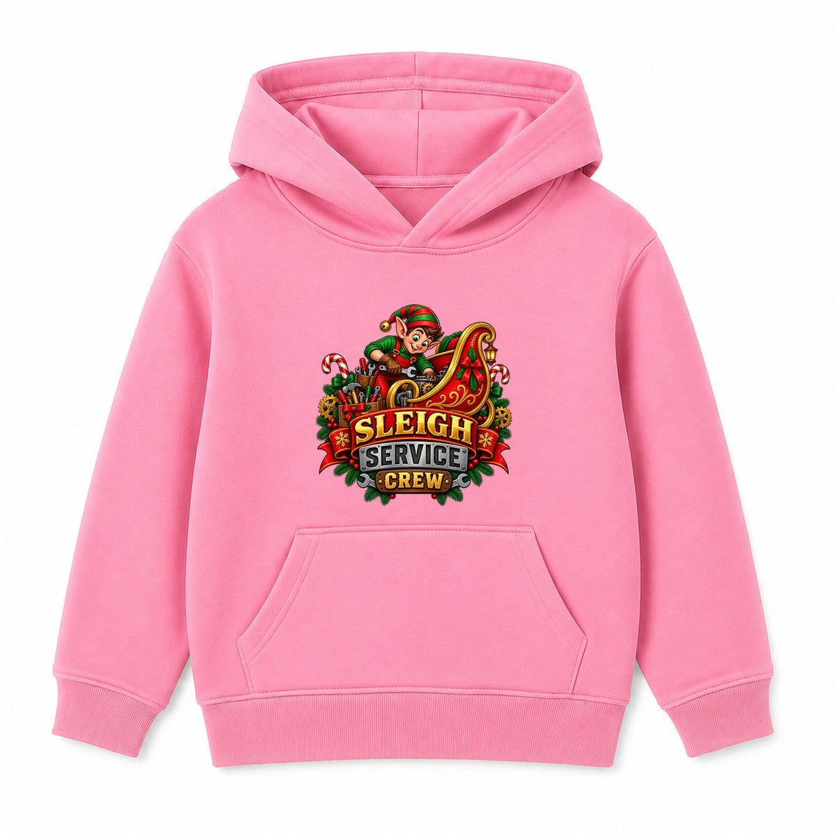 Sleigh Service Crew kids Christmas hoodie - Pink