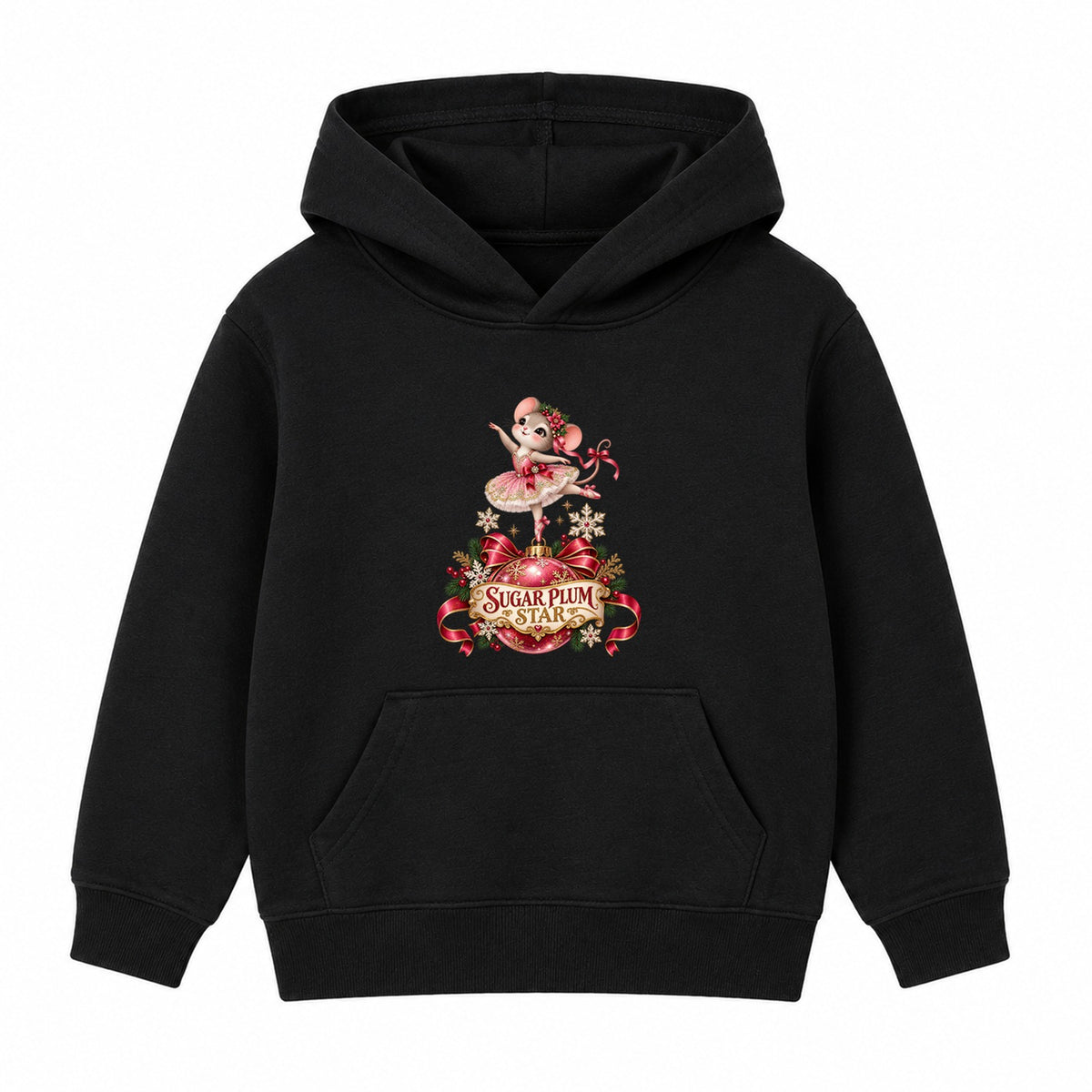 Sugar Plum Star kids Christmas hoodie - Black