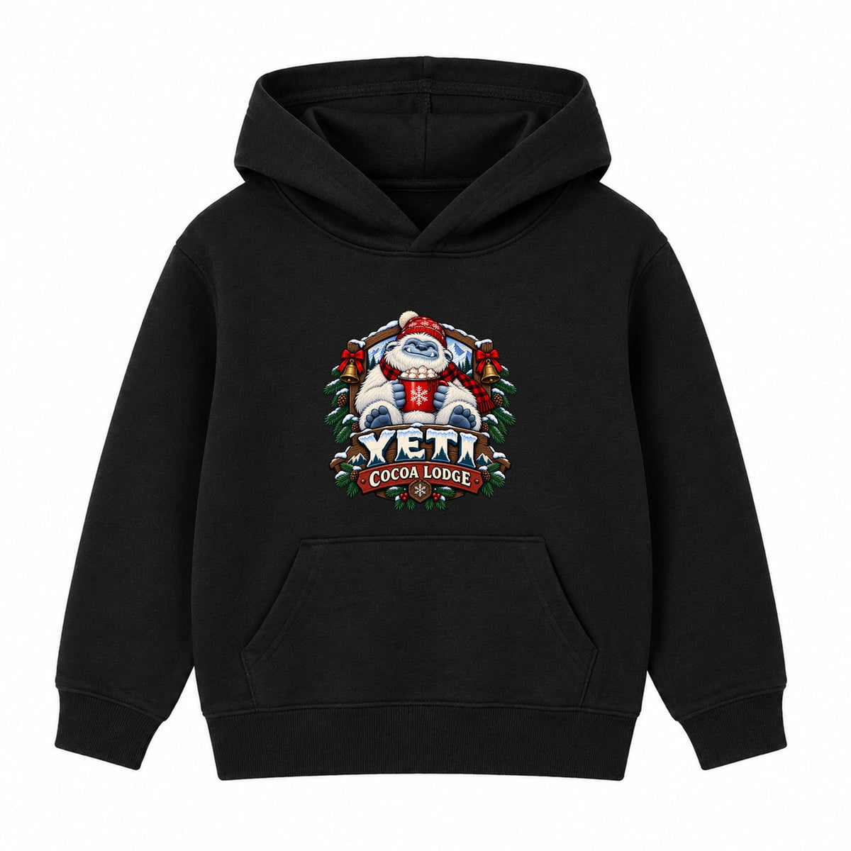 Yeti Cocoa Lodge adult Christmas hoodie - Black