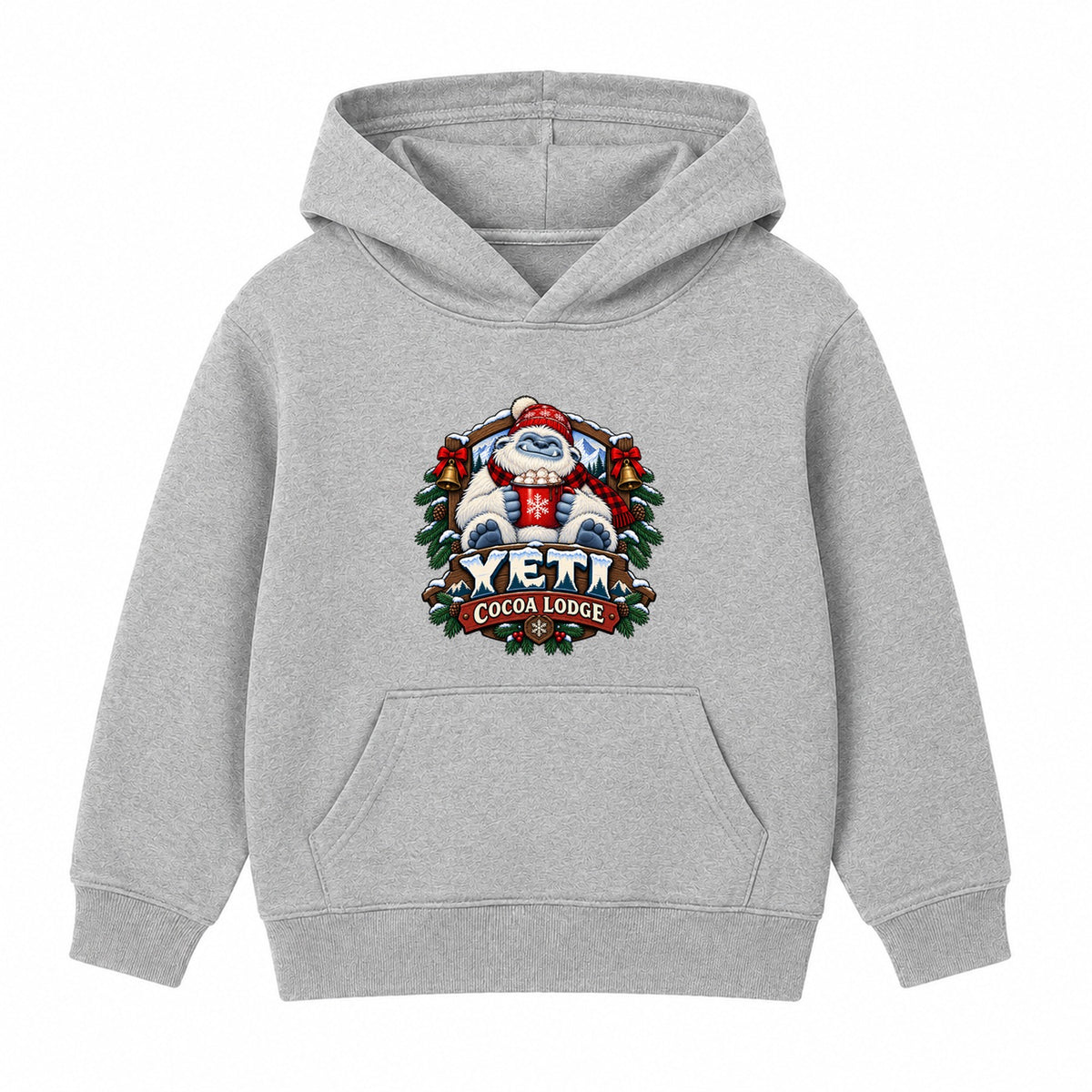 Yeti Cocoa Lodge adult Christmas hoodie - Heather Grey