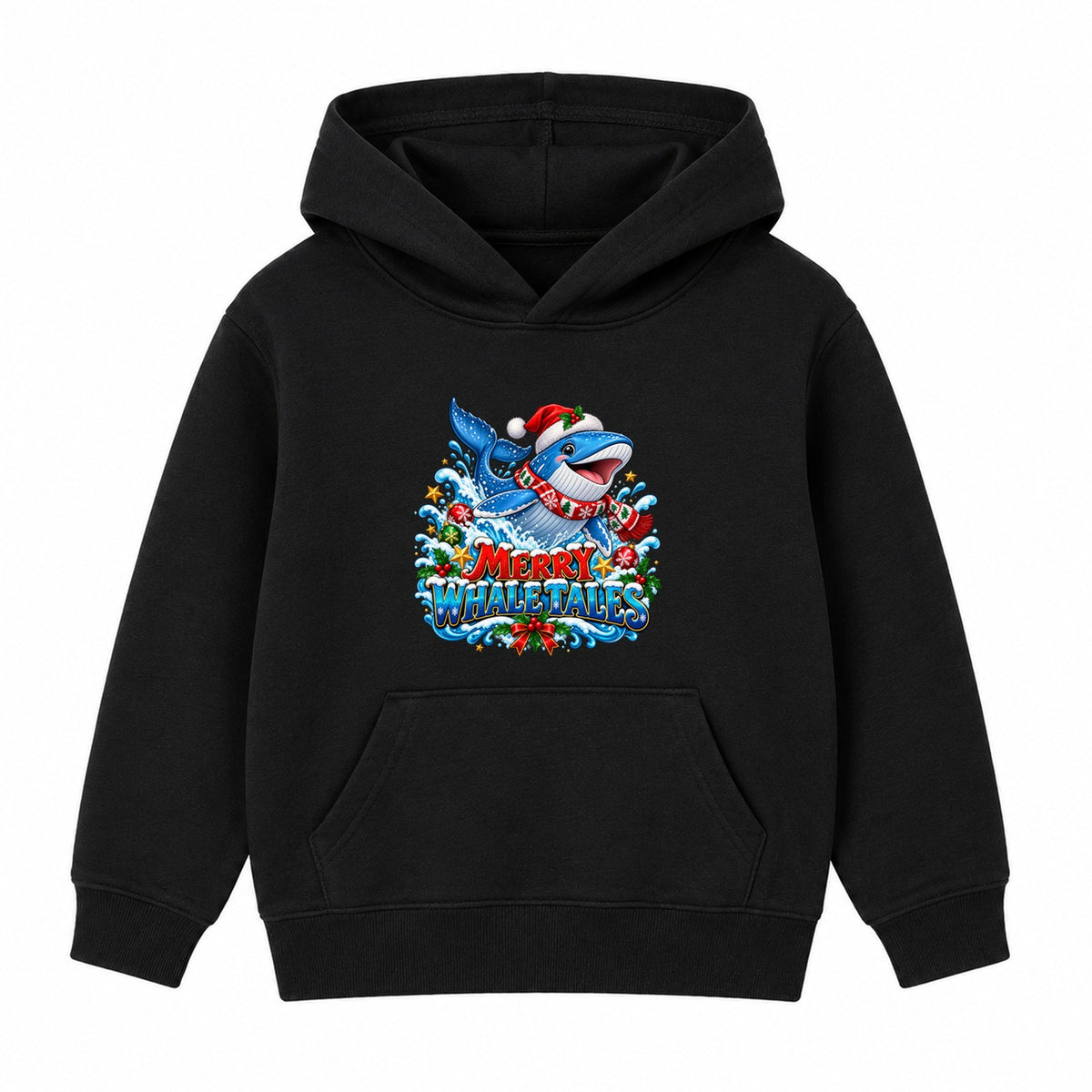 Merry Whale Tales kids Christmas hoodie - Black